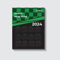 vector minimal simple clean 2024 calendar design template.