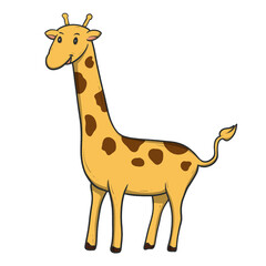Fototapeta premium Cartoon giraffe standing with a happy expression