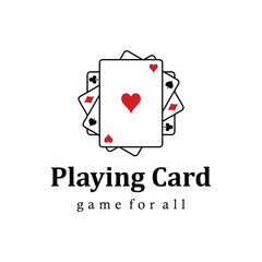 Simple Minimalist Poker Fun Game Playing Card for Gamble Bet Casino Sport Club Logo Design Vector