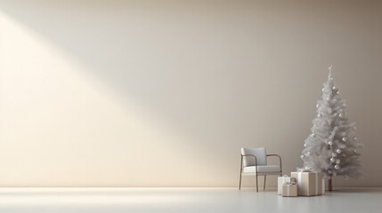 An invitingly empty minimalist scene for Christmas AI generated illustration