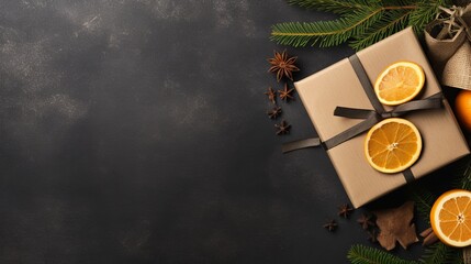 Christmas gifting background with minimalist flat lay photography  AI generated illustration
