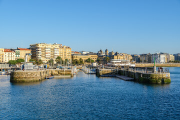 Fototapeta na wymiar Harbor with boats in San Sebastian, Spain