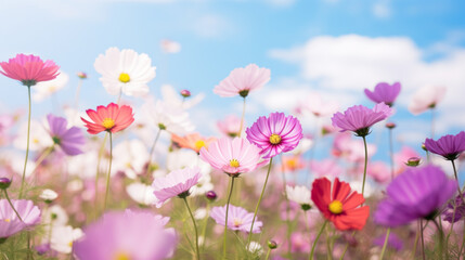 field of wild flowers, pastel colors