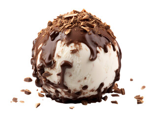 Delicious Chocolate Ice Cream Ball, isolated on a transparent or white background