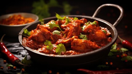 background spicy indian food fiery illustration chicken cuisine, flavors aromatic, masala biryani background spicy indian food fiery - obrazy, fototapety, plakaty