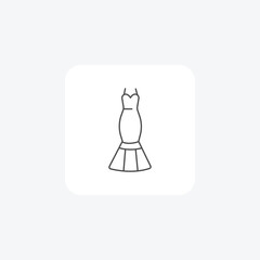 Dress, Fashion, Clothing thin line icon, grey outline icon, pixel perfect icon