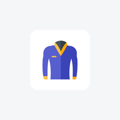 Jacket, Outerwear, Clothing, flat color icon, pixel perfect icon