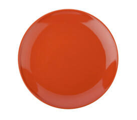 Orange ceramic plate on transparent png