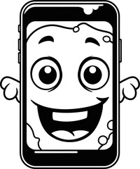 Cartoon mobile toy vector, coloring page