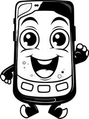 Cartoon mobile toy vector, coloring page