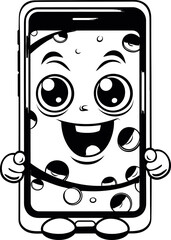 Cartoon mobile toy vector, coloring page
