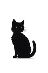 black kitten in an elegant vector silhouette