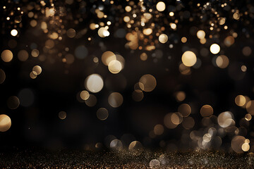 Gold bokeh luxury background - golden falling glowing rich modern spray sparkle wallpaper - new year pattern overlay background