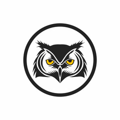 Vector illustration design of owl head logo icon in round circle