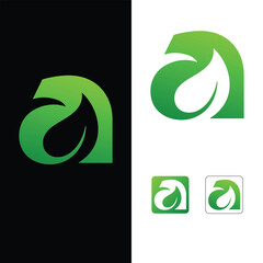 a letter with leaf shape logo design