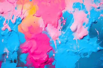 Vibrant Colors Blend Together in a Creative Wall Painting Project in a Brightly Lit Room Generative AI