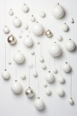 White surface featuring minimal Christmas ornaments in a flat lay design  AI generated illustration