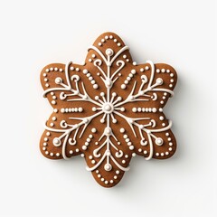 Christmas cookie gingerbread on white background.  Cute baked cookie character.