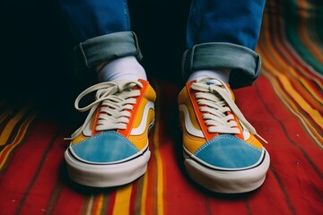 Vibrant and Colorful Sneakers with Unique Design for Fashionable Streetwear and Casual Outfits Generative AI