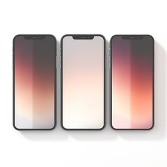 flat rays ,collection of smartphone mockup on white background.
