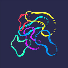 Doodle Vector composition in Vibrant, saturated neon colors. hand drawn squiggle organic shapes. Scribble twiddle modern print poster.