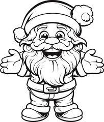 Santa vector image, coloring page black and white