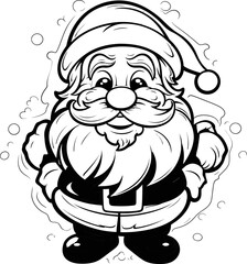 Santa vector image, coloring page black and white