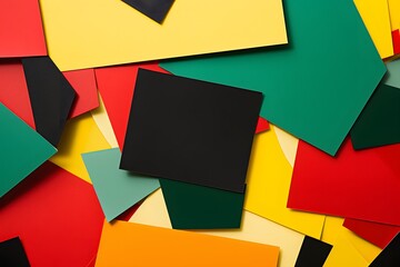 Vibrant Stack of Colorful Paper with Black Square for Creative Design Projects and Artistic Concepts Generative AI