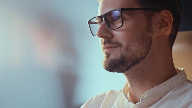 Overworked male employer. Man working in office takes off eyeglasses because he need to sleep. Stressed workaholic guy can't concentrate on financial reports. Businessman has big problems with taxes
