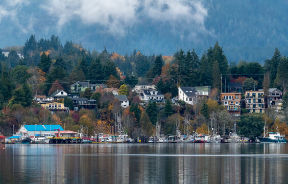 Waterfront townscape, Sooke, Vancouver Island, British Columbia, Canada