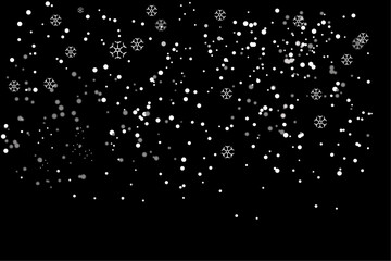 Falling snowflakes on night sky background