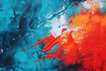 Vibrant Red and Blue Abstract Painting on White Background - Colorful Artwork for Modern Interiors Generative AI
