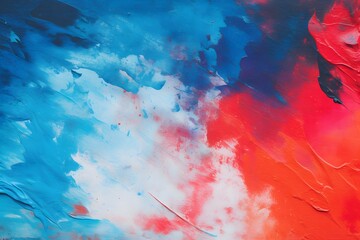 Abstract Red and Blue Brushstrokes on White Background - Colorful Contemporary Artwork for Interior Design Generative AI