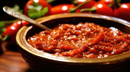 chutney tomato indian food tomato illustration spicy cuisine, recipe delicious, tangy condiment chutney tomato indian food tomato - obrazy, fototapety, plakaty