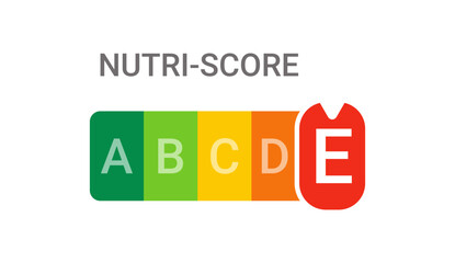 nutri-score E - food nutrition label, symbol of healthy eating