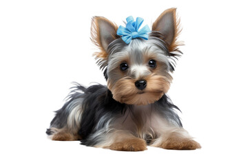 Blue Gold Yorkshire Terrier Jewel Dog on a White or Clear Surface PNG Transparent Background