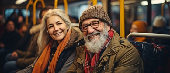 Senior citizens are boarding the bus. .