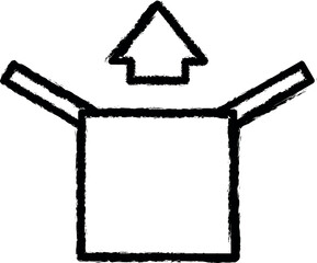 open box outline icon grunge style vector