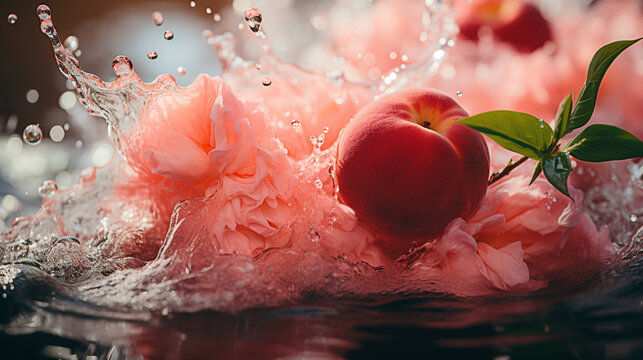 red apple in water splash