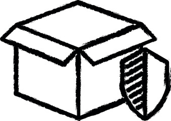 the package is protected outline icon grunge style vector