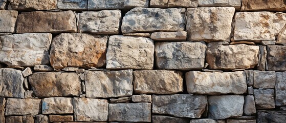 Fototapeta premium The wall of stone's texture. An antique castle's stone wall texture backdrop.
