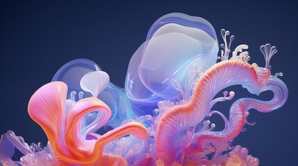 Extravaganza 3D abstract coral vibrant depth