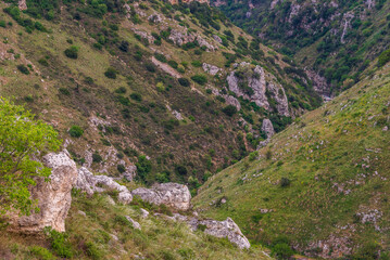views of th inside of the Murgia Naterana National Park, Matera Basilicata, Italy