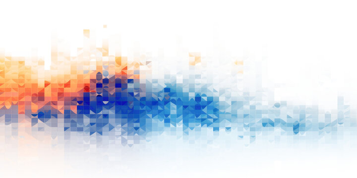 blue and orange pixels abstract background design isolated on white or transparent png