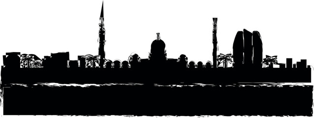 Fototapeta premium Abu Dhabi detailed skyline icon grunge style vector