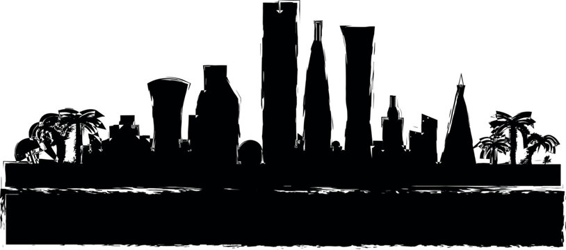 Qatar detailed skyline icon grunge style vector
