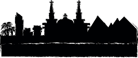 Santiago detailed skyline icon grunge style vector