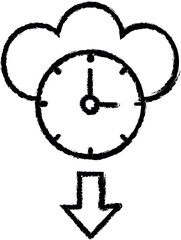 Cloud, clock, time icon grunge style vector