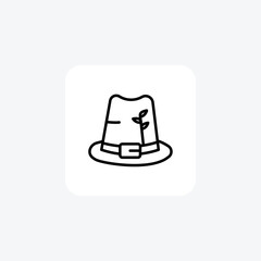 Pilgrim Hat, Thanksgiving Attire, Line Icon, Outline icon, vector icon, pixel perfect icon