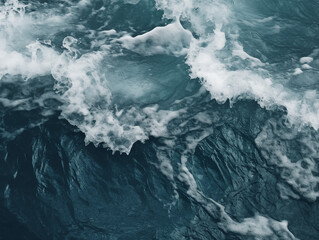 Beautiful and magnificent waves rise on the sea